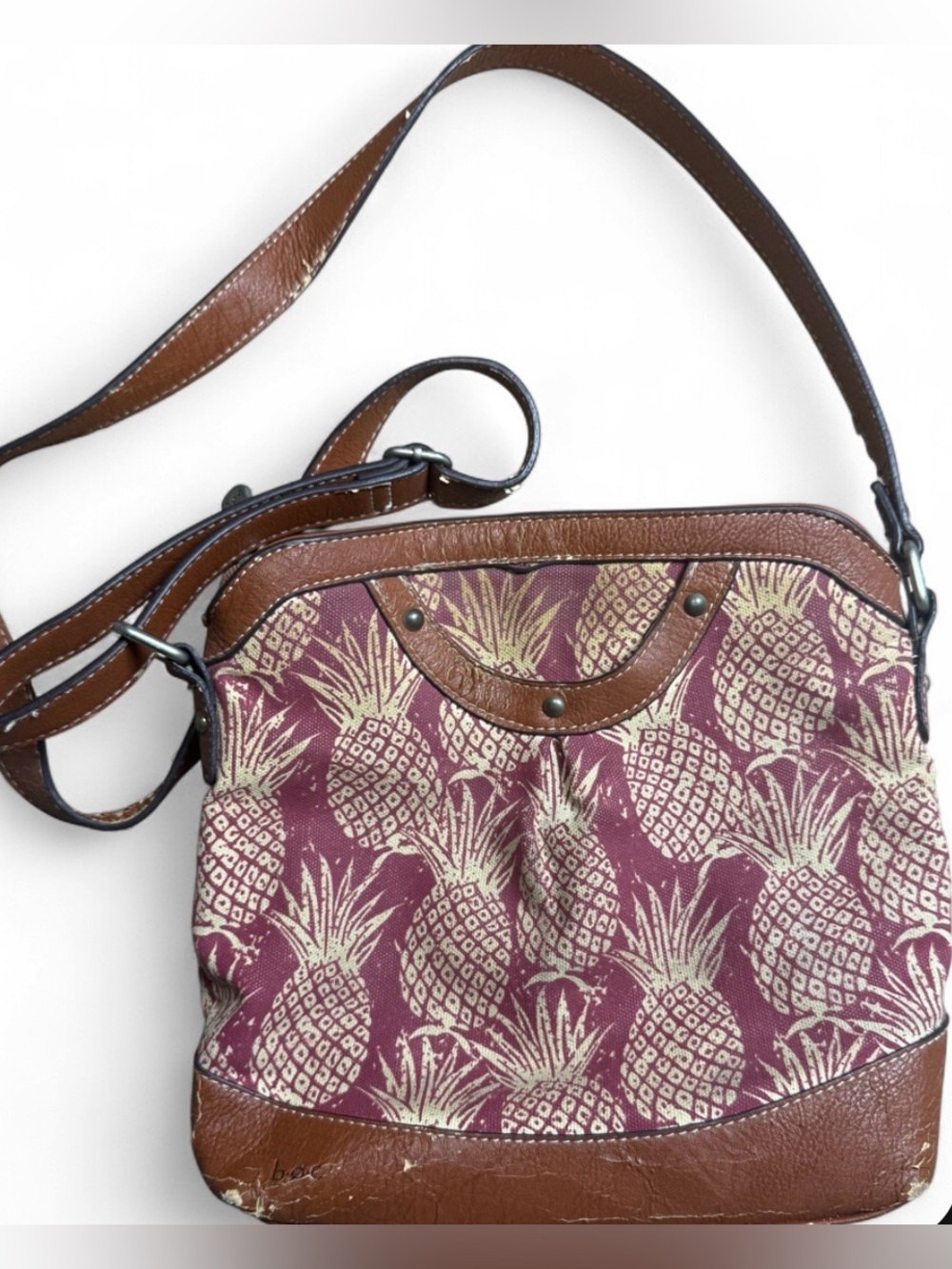 b.o.c Born Concept Rare Style Tropical Pineapple Crossbody Maroon Medium Bag